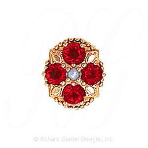 GS526 PL/G - 14 Karat Gold Slide with Pearl center and Garnet accents 